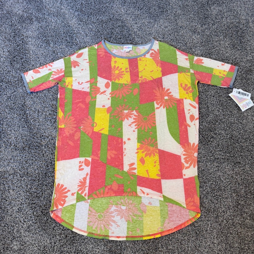 NWT LuLaRoe Irma Oversized Multicolor Floral‎ Top Women's Size XXS Cotton Blend